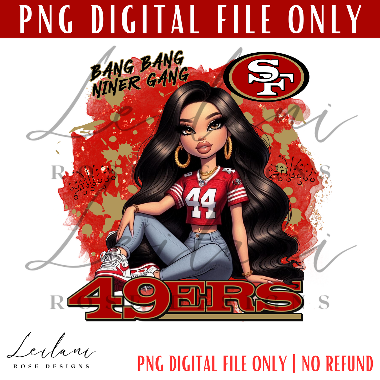 Bratz 49errs PNG, Chola San Fran digital file, Football Digital File, 49 PNG File, bratz, Sublimation, Png File, Hispanic PNG