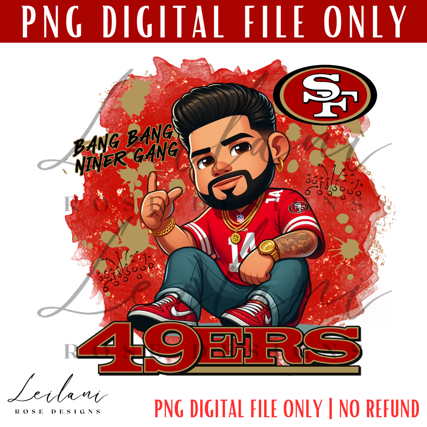 49ers PNG, Hispanic Man San Fran digital file, Football Digital File, 49 PNG File, SF Fan, Sublimation, Png File, Hispanic PNG