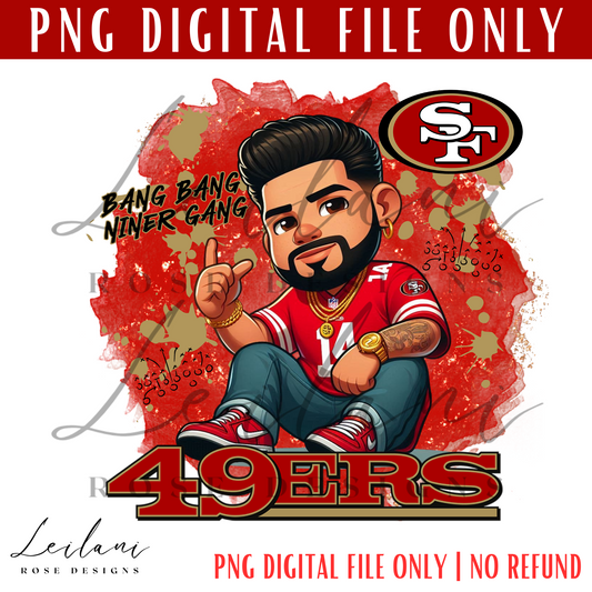 49ers PNG, Hispanic Man San Fran digital file, Football Digital File, 49 PNG File, SF Fan, Sublimation, Png File, Hispanic PNG