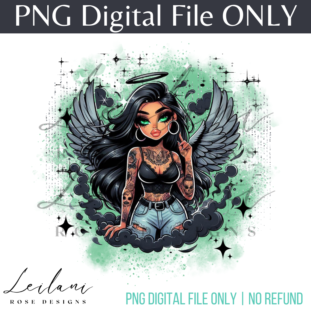 Dark Angel | Light Eyes Chola PNG, Chola digital file, Muneca Digital File, Love PNG File, Chicana, Sublimation, Png File, Hispanic PNG, Chingona Png