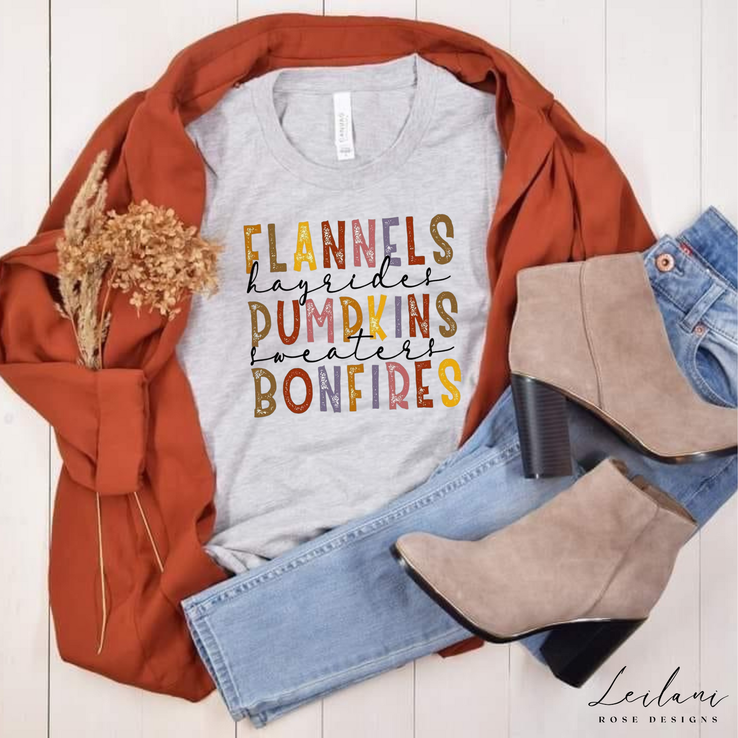 Flannels Hayrides Pumpkins Sweaters Bonfires Shirt Gift For Fall, Pumpkin Shirt, Thanksgiving Clothing, Autumn Vibes Tee