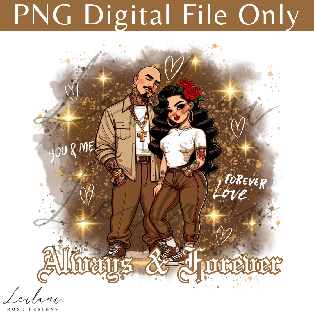 Cholo Couple PNG, Chola Couple digital file, Couple Digital File, Love PNG File, Chicano, Sublimation, Png File, Hispanic PNG