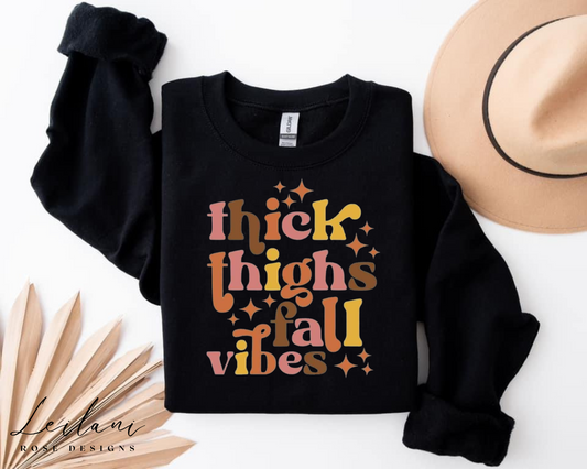 Thick Thighs and Fall Vibes Sweatshirt,  Mom Shirt, Vintage Sweater, Mama, Cute Pumpkin Crewneck